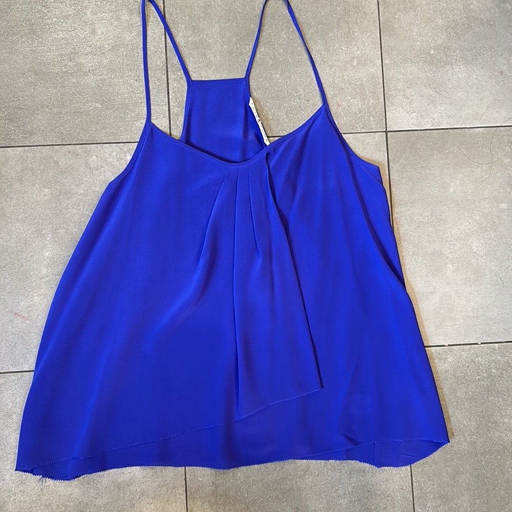 Trina Turk Marojella Blue Razor Back Silk Camisole - Picture 2 of 9